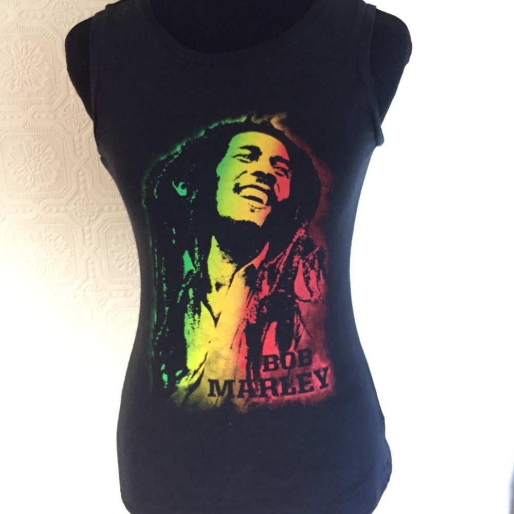 Bob Marley black cotton sleeveless t shirt women S